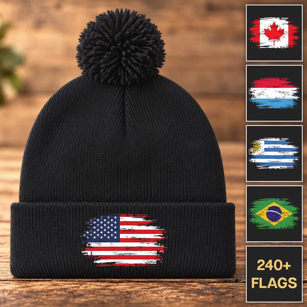 Brush Style Flags - Customizable Beanie