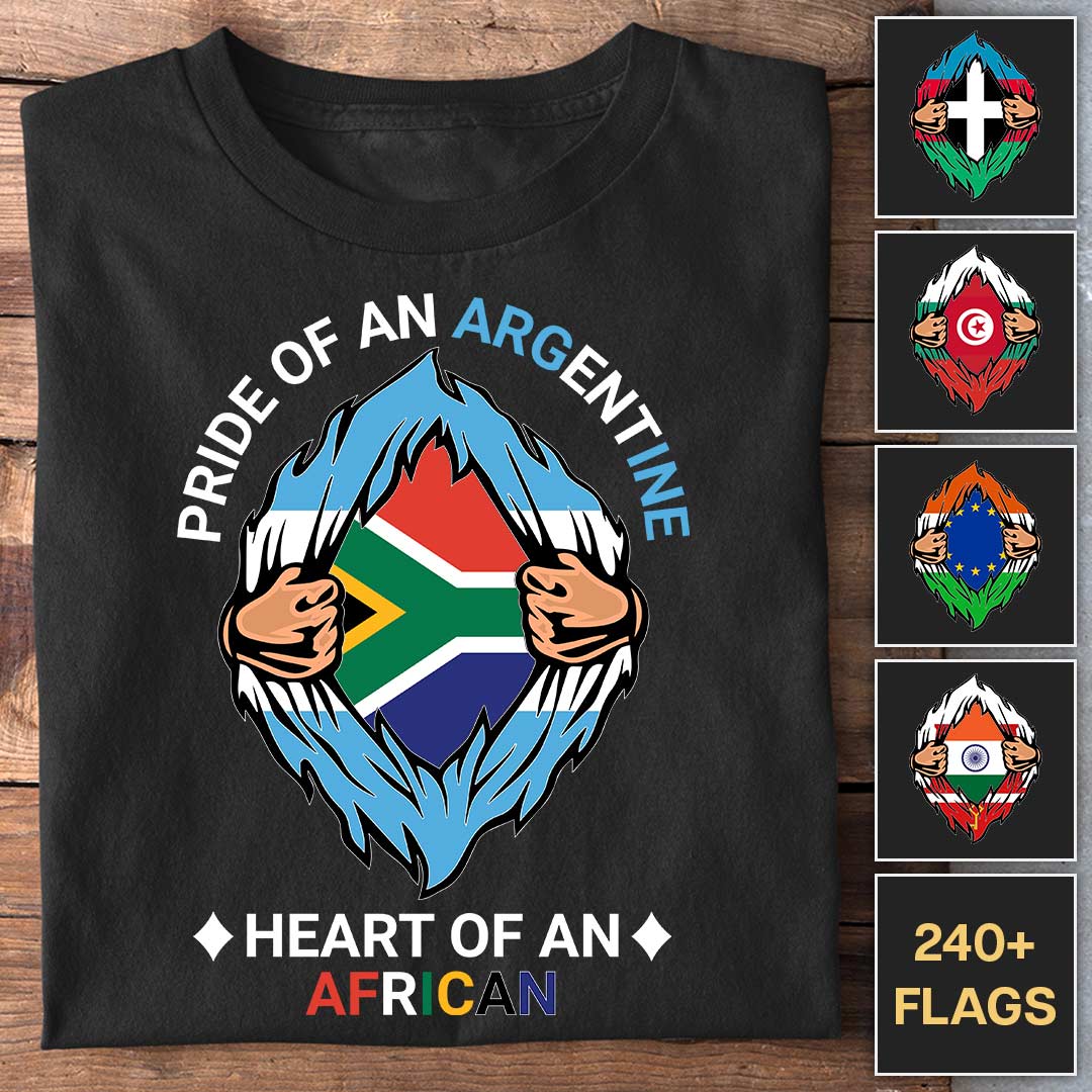Stolz auf ein Land, Herz aus einem anderen - Personalisierbares T-Shirt