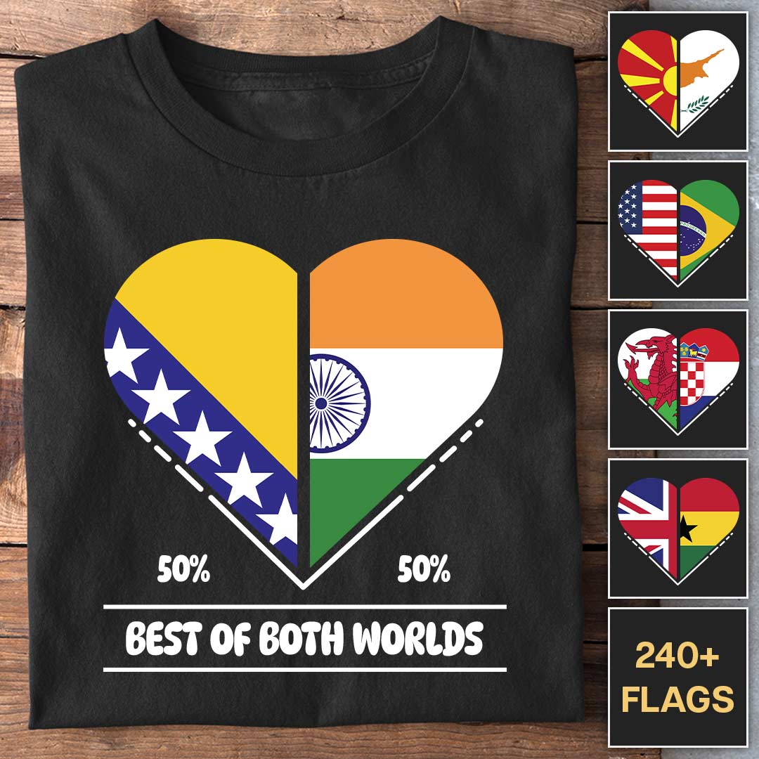 Twee landen hart - Personaliseerbaar T-shirt
