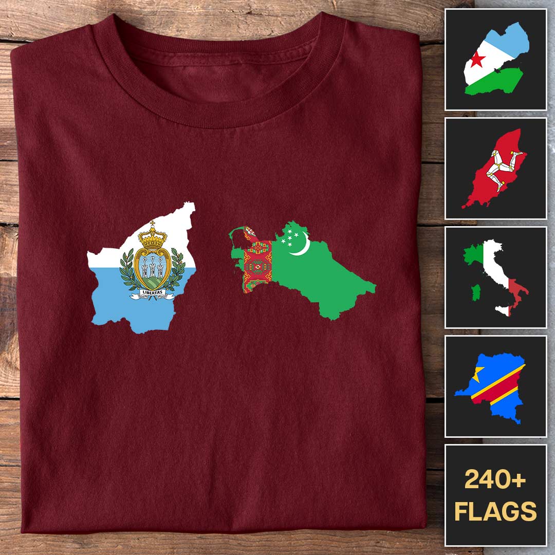 Mapas de banderas de países - Camiseta personalizable