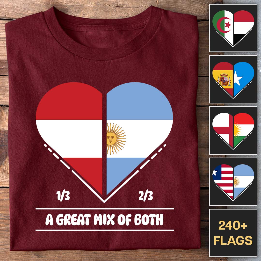 Twee landen hart - Personaliseerbaar T-shirt