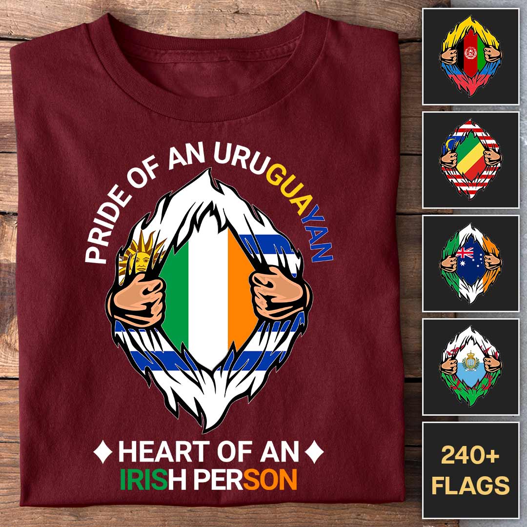 Stolz auf ein Land, Herz aus einem anderen - Personalisierbares T-Shirt
