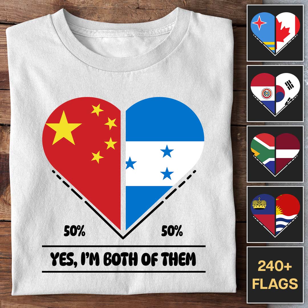 Twee landen hart - Personaliseerbaar T-shirt
