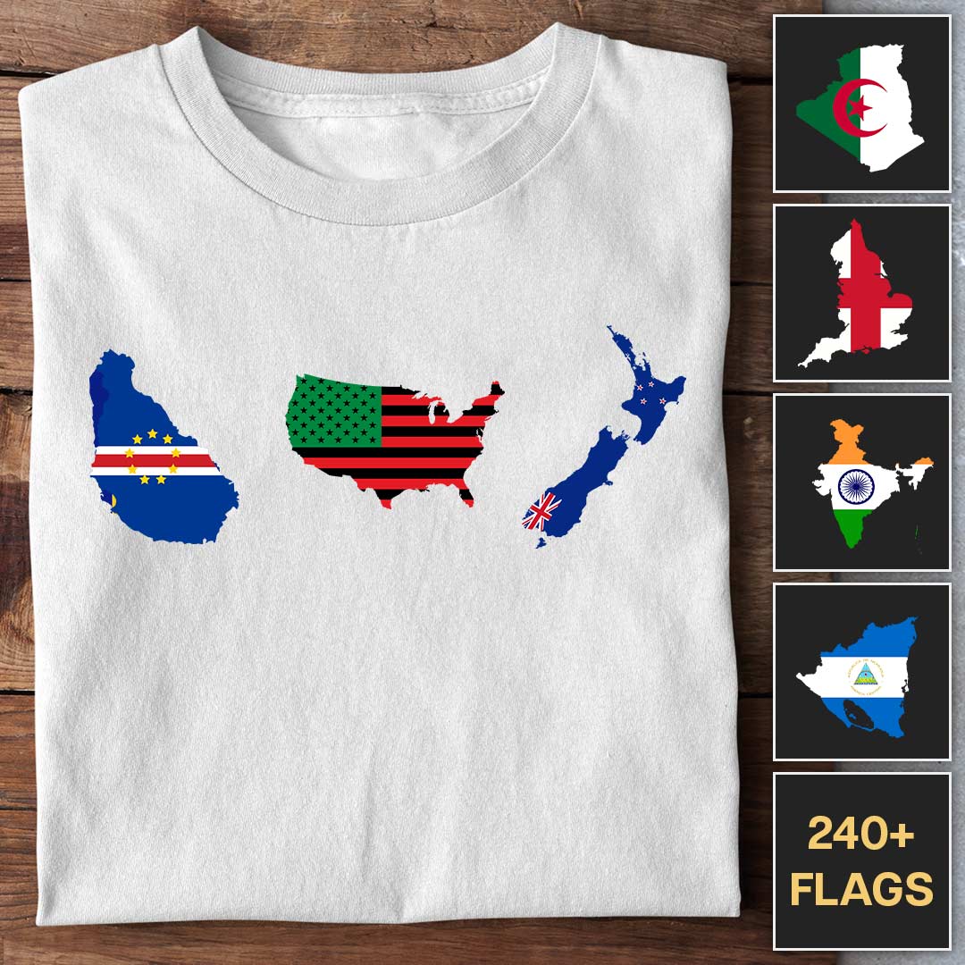 Mapas de banderas de países - Camiseta personalizable