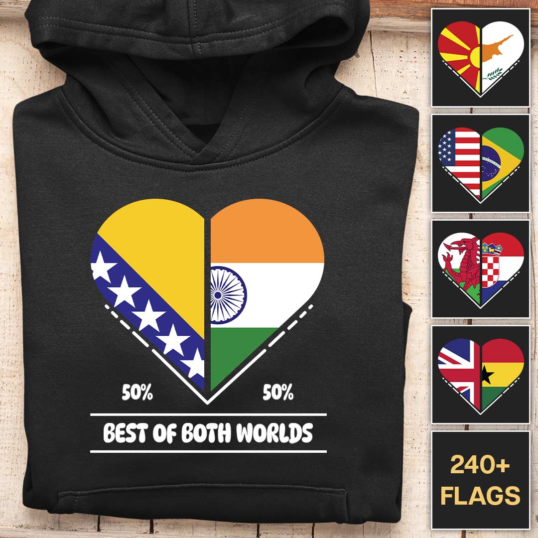 Two Countries Heart - Customizable Hoodie