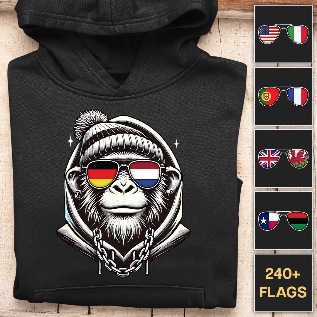 Flag Shades Ape - Customizable Hoodie