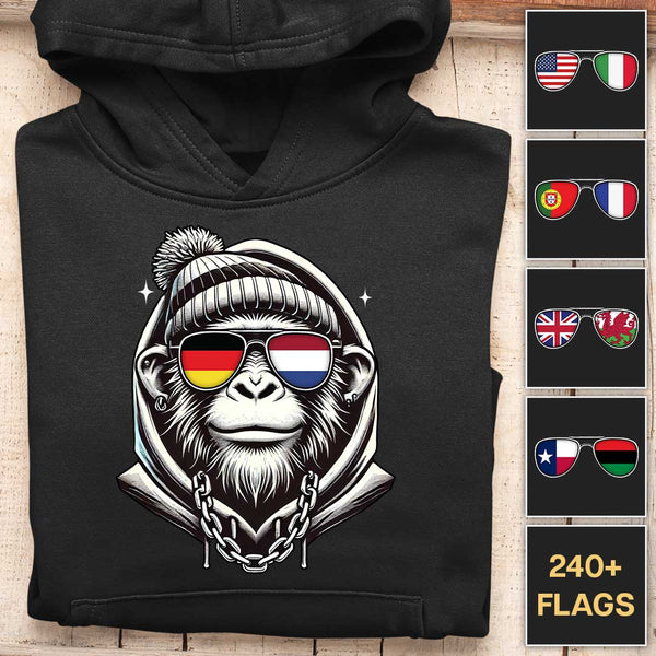 Flag Shades Ape - Customizable Hoodie