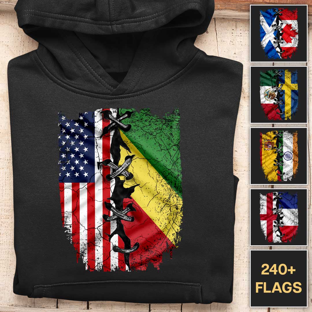 Stitched Together Flags - Customizable Hoodie